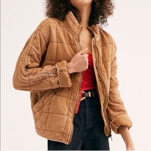 NWT Free People Dolman Quilted Knit Jacket in Toasted Coconut S